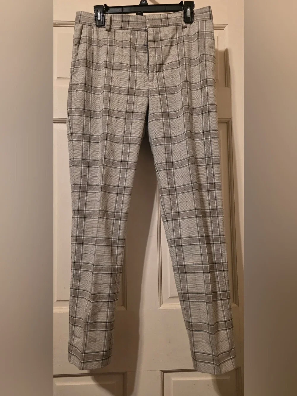 H&M Men's Light Gray Plaid Dress Pants